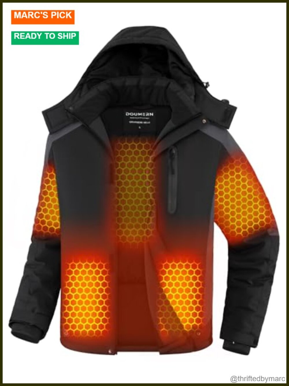 Men Graphene Heated Jacket 12V 18400mAh Battery Pack Insulated Winter
